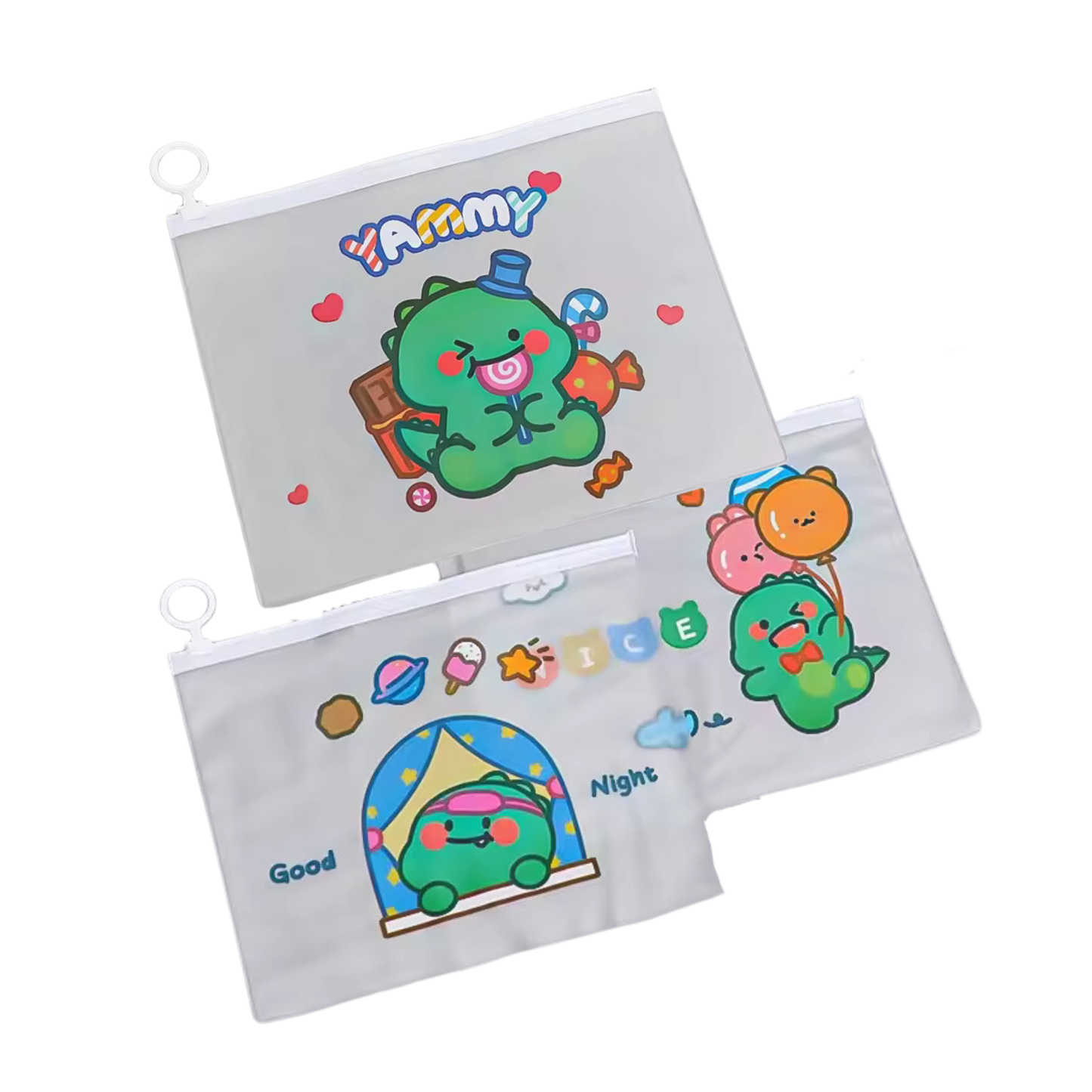 Sakuya Cute Cartoon Dinosaur Transparent Pencil Pouch for Student and Kids | Multipurpose Pouch Return Gifts | Birthday Return Gifts - Sakuya