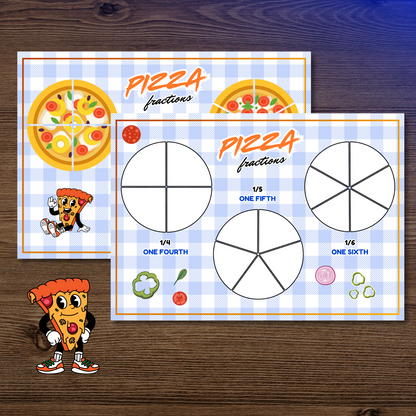 Printable Pizza Fraction Activity Book for Kids | Learning Math Fractions Addition Subtraction | Busy Book Toddler Preschool Worksheet |