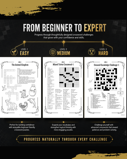 Sakuya Crossword Puzzle Books for Adults | 22 Puzzles | Brain Games