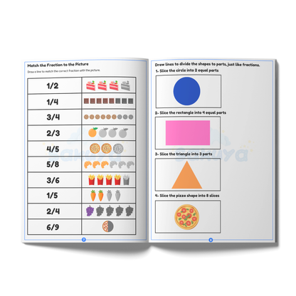 Sakuya Fraction Puzzle Book for Kids Ages 7-10 | Fun Math Activity Workbook with Fraction Games, Mazes & Brain Teasers | Learn Fractions the Easy Way | Homeschool & Classroom Learning