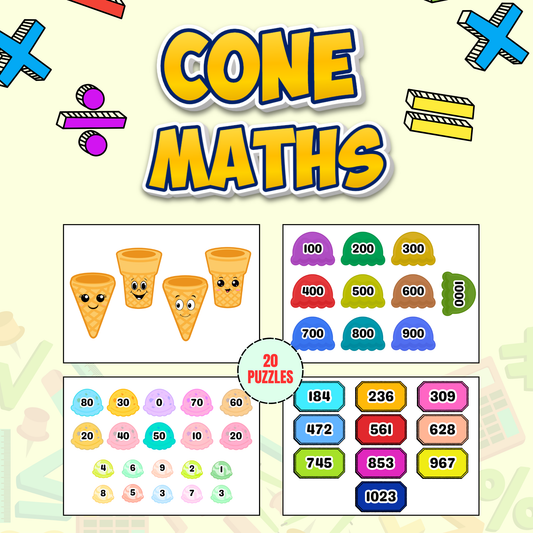 Cone Math Book for Kids | Fun Worksheets | 3D Math Learning | Math Practice Printable | Homeschool Worksheets