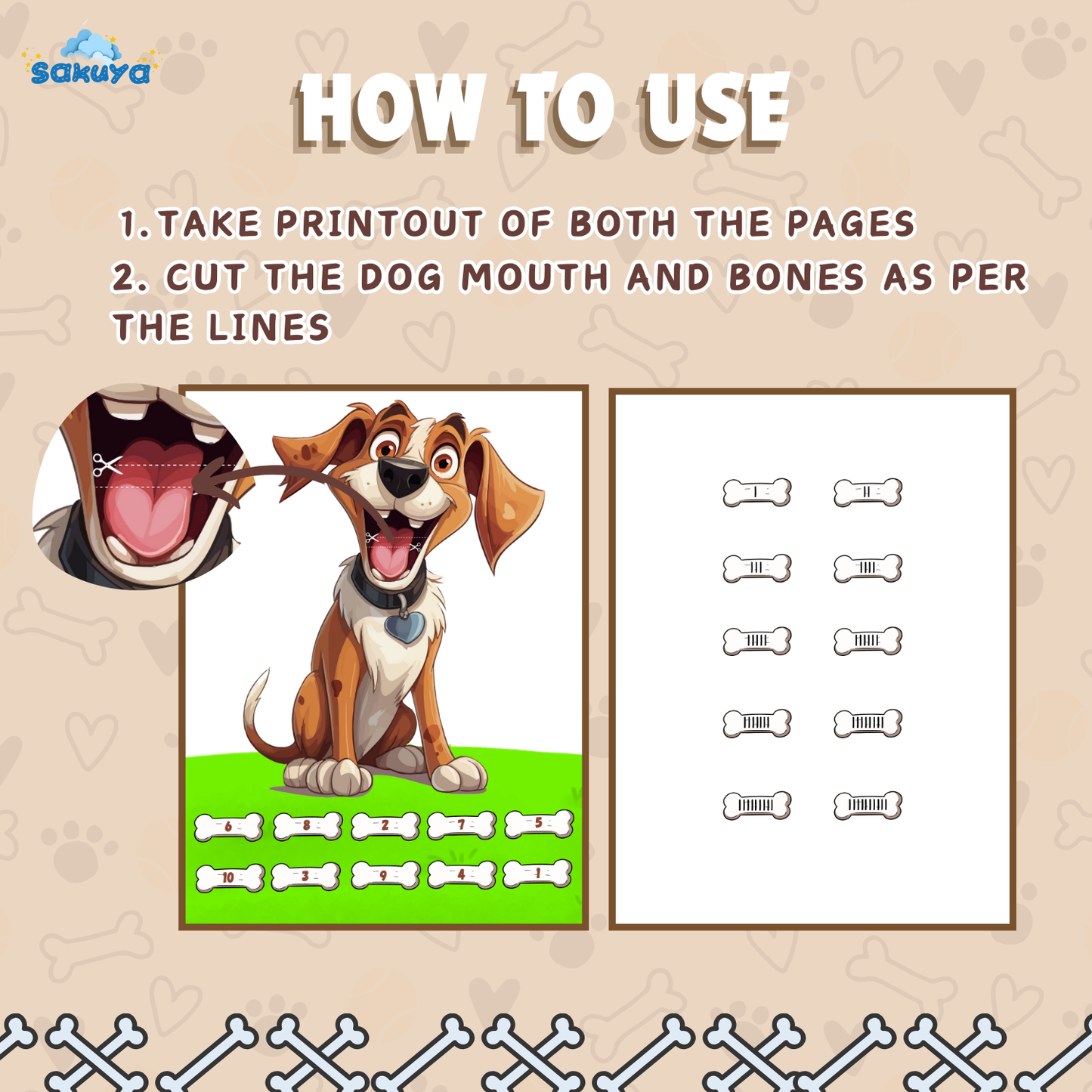 Sakuya’s Printable Dog Counting Worksheet | Pre-Maths Activity for Kids | Improve Number Recognition and Fine Motor Skills through Creative Play - Sakuya