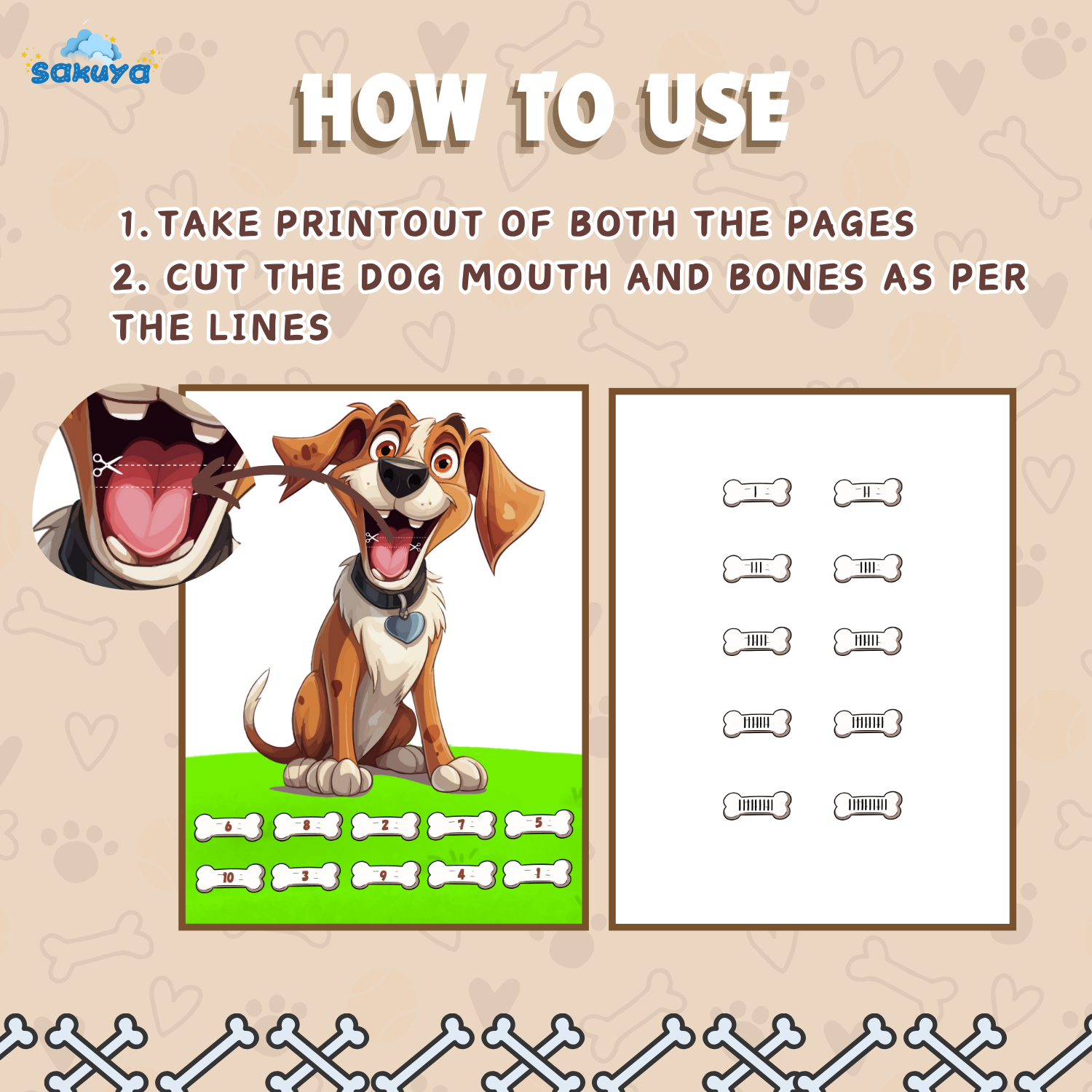 Sakuya’s Printable Dog Counting Worksheet | Pre-Maths Activity for Kids | Improve Number Recognition and Fine Motor Skills through Creative Play - Sakuya