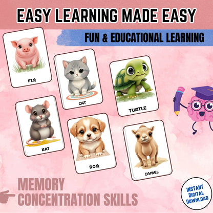 Sakuya Animal Flash Cards for Kids Learning | Preschool Educational Cards | Toddler Printable | Animal Name and Sound Recognition Game