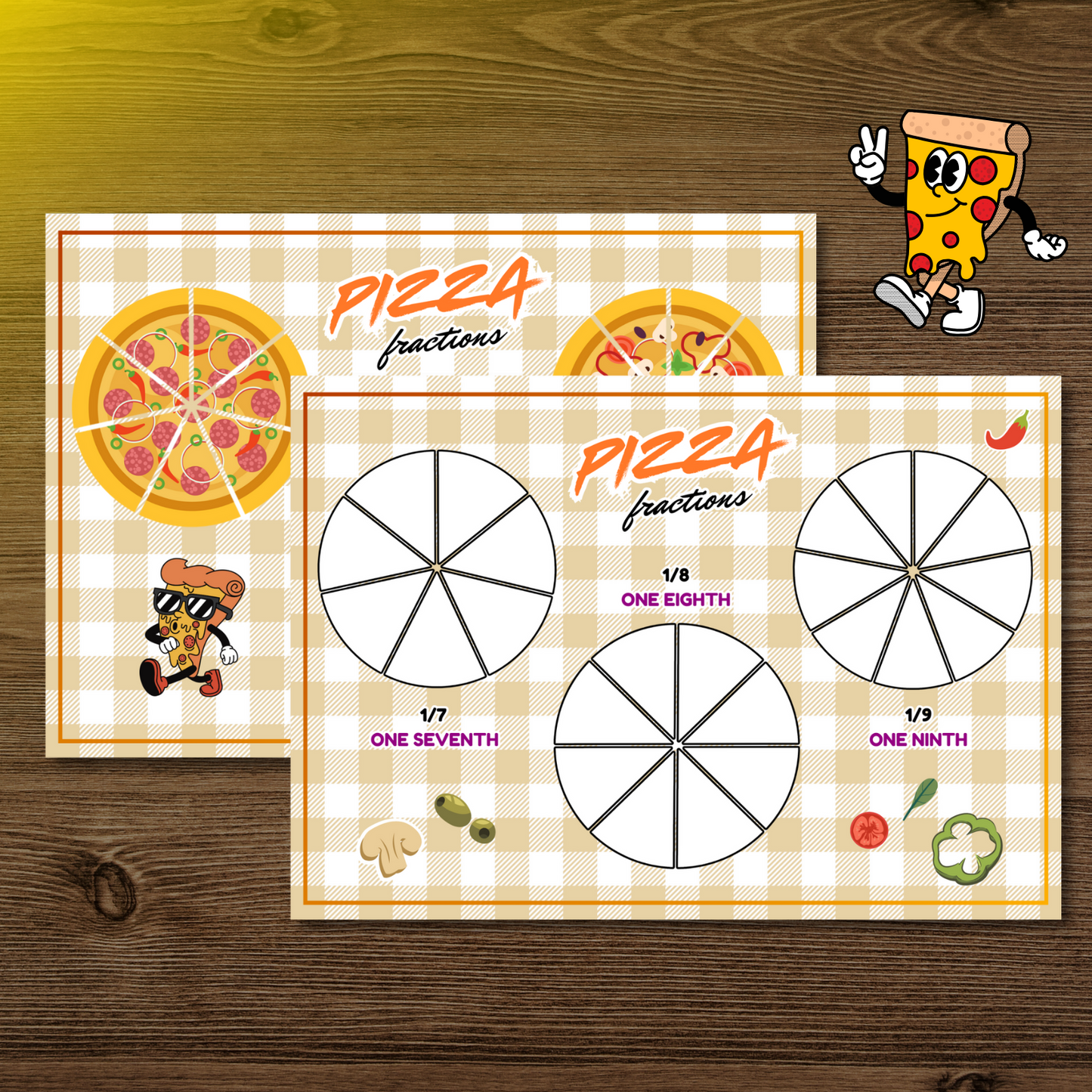 Printable Pizza Fraction Activity Book for Kids | Learning Math Fractions Addition Subtraction | Busy Book Toddler Preschool Worksheet |