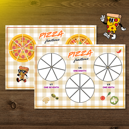 Printable Pizza Fraction Activity Book for Kids | Learning Math Fractions Addition Subtraction | Busy Book Toddler Preschool Worksheet |