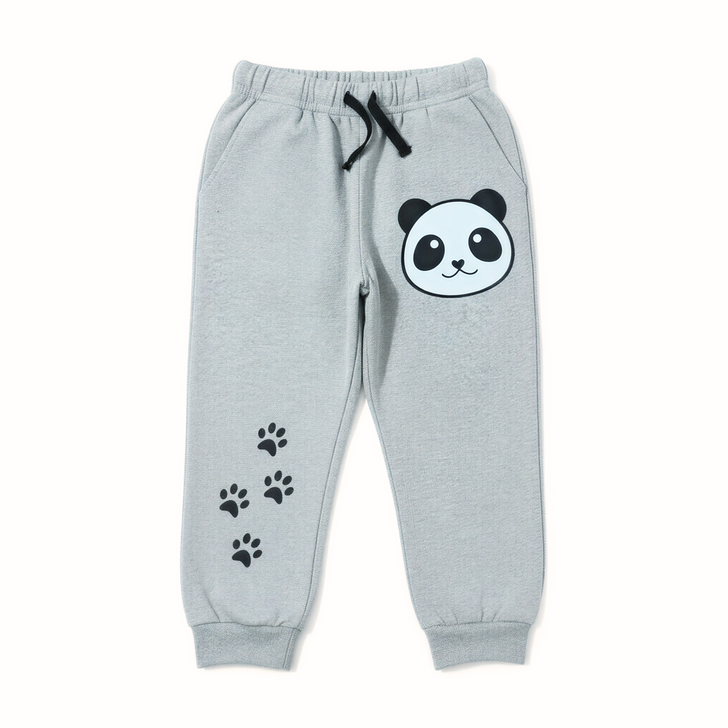 Sakuya Kids Wear Cotton T-Shirt & Jogger Pant Set – Blue Panda Print T-Shirt with Grey Jogger Pants | Unisex Outfit for Boys & Girls | Breathable Fabric, Stretch Waist, Ribbed Cuffs