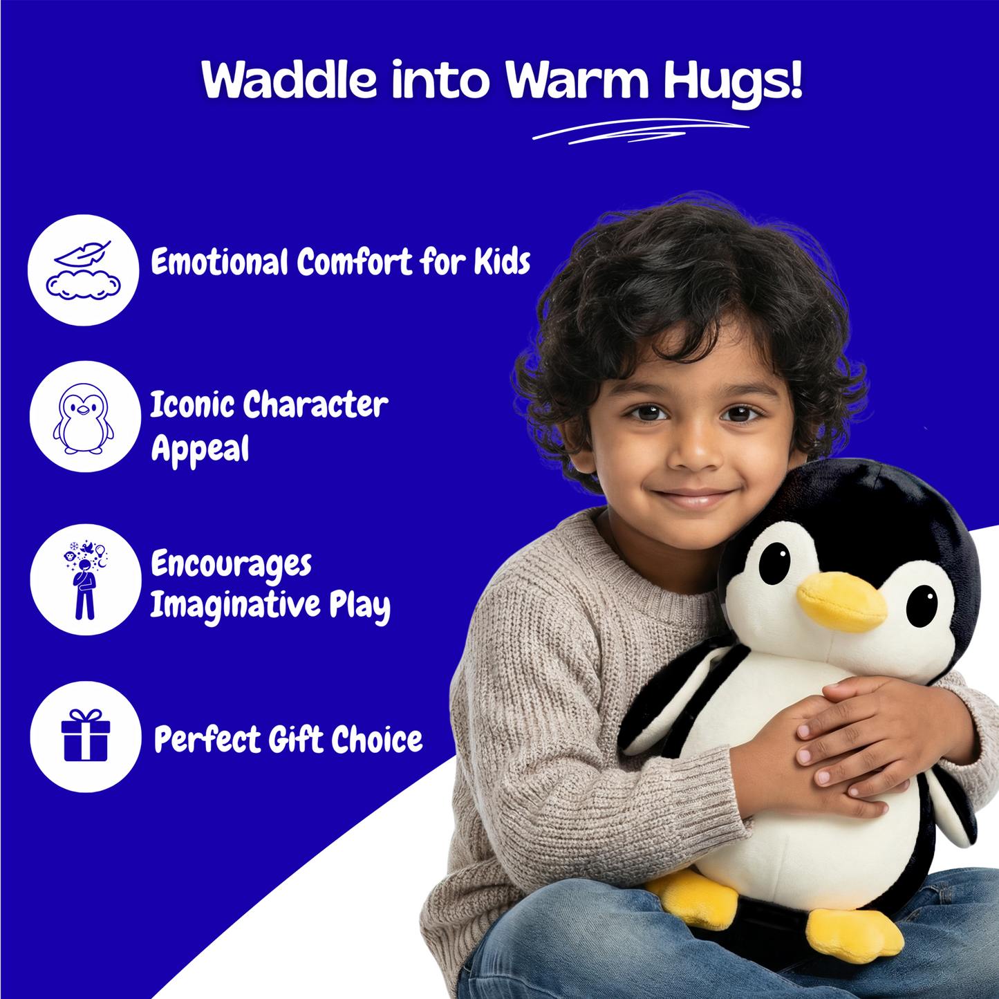 Sakuya Penguin Soft Toy for Kids | Cute Plush Stuffed Gift for Girls and Boys | Baby Toddler Cuddly Companion | Lightweight Playtime Buddy for Home Travel Return Gifts | Grey