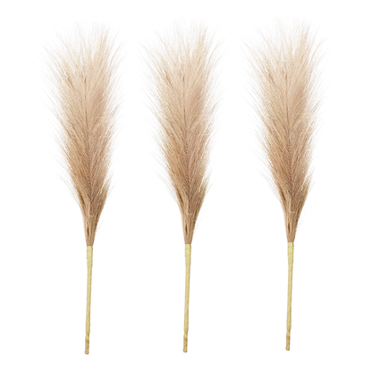 Sakuya Pampas Grass - Set of 3 Artificial Fluffy Stems for Living Room, Bedroom, Farmhouse, and Office decor| Vase Filler - Sakuya