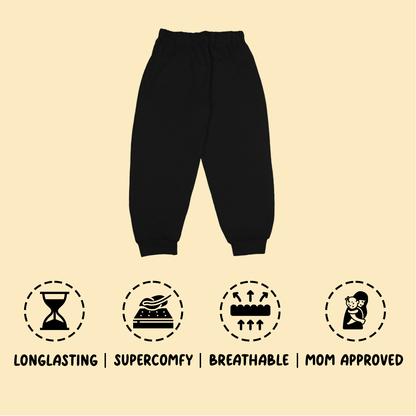 Sakuya Breathable Cotton Pant for Unisex Kids (0-5 Years) - Perfect for Nightwear, Sleepwear, and Casual Travel - Black - Sakuya