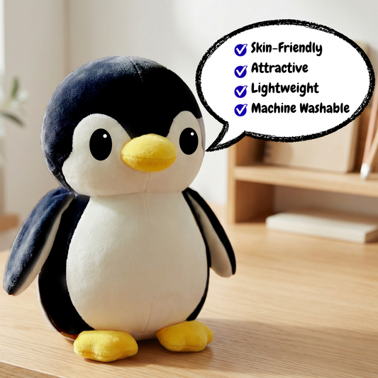 Sakuya Penguin Soft Toy for Kids | Cute Plush Stuffed Gift for Girls and Boys | Baby Toddler Cuddly Companion | Lightweight Playtime Buddy for Home Travel Return Gifts | Grey