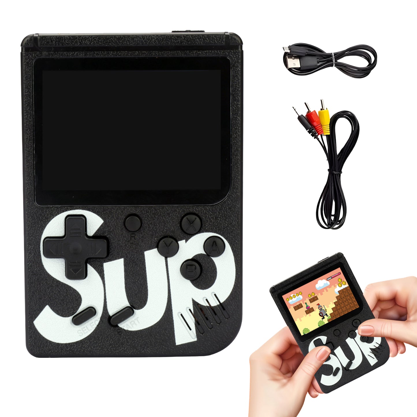 Handheld Video Game Console for Kids | Built-In Retro Games | Indoor Games for Kids Ages 7 to 15 | Good Gift for Boys and Girls | Portable Fun for Travel and Home Black