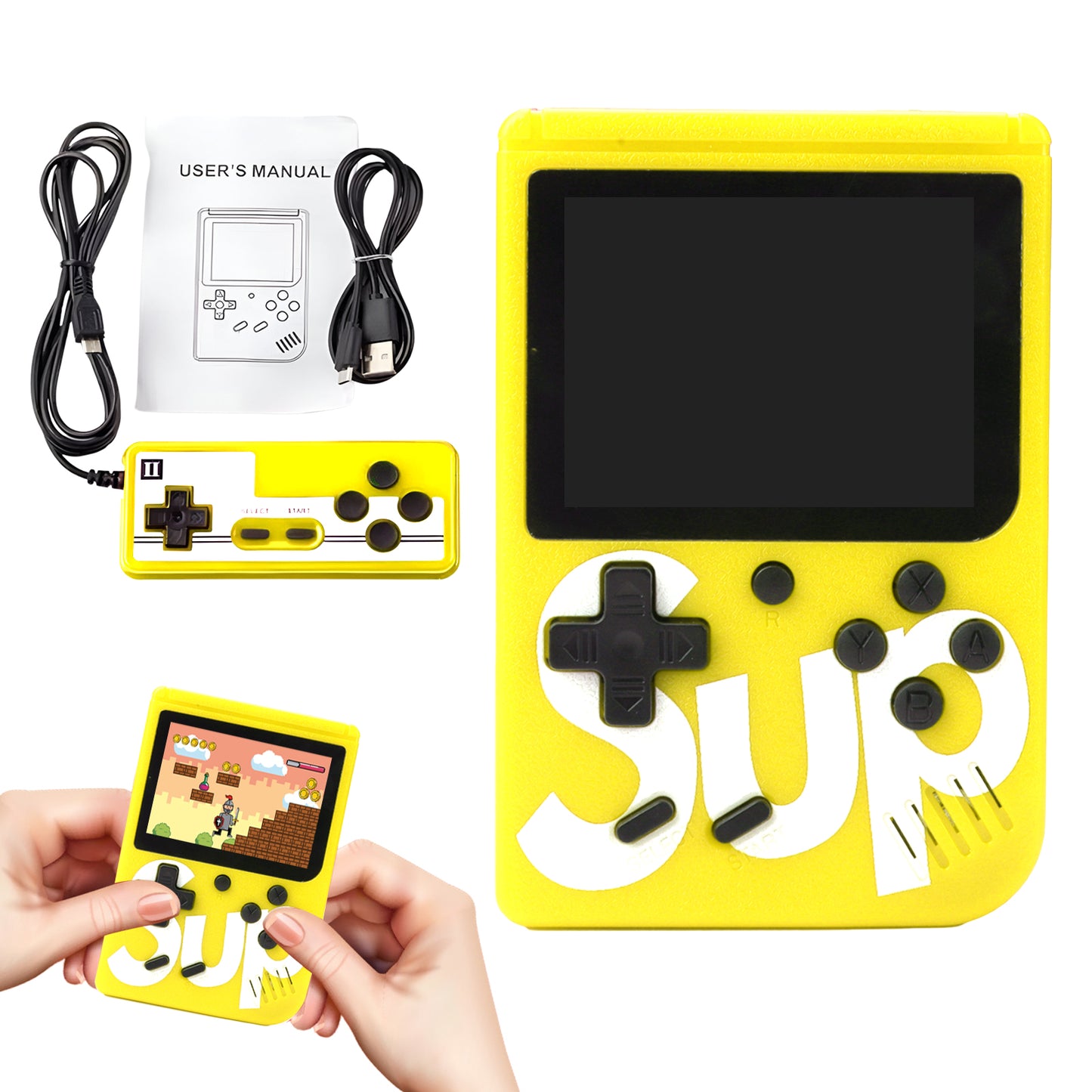 Handheld Video Game Console for Kids | Built-In Retro Games | Indoor Games for Kids Ages 7 to 15 | Good Gift for Boys and Girls | Portable Fun for Travel and Home Yellow
