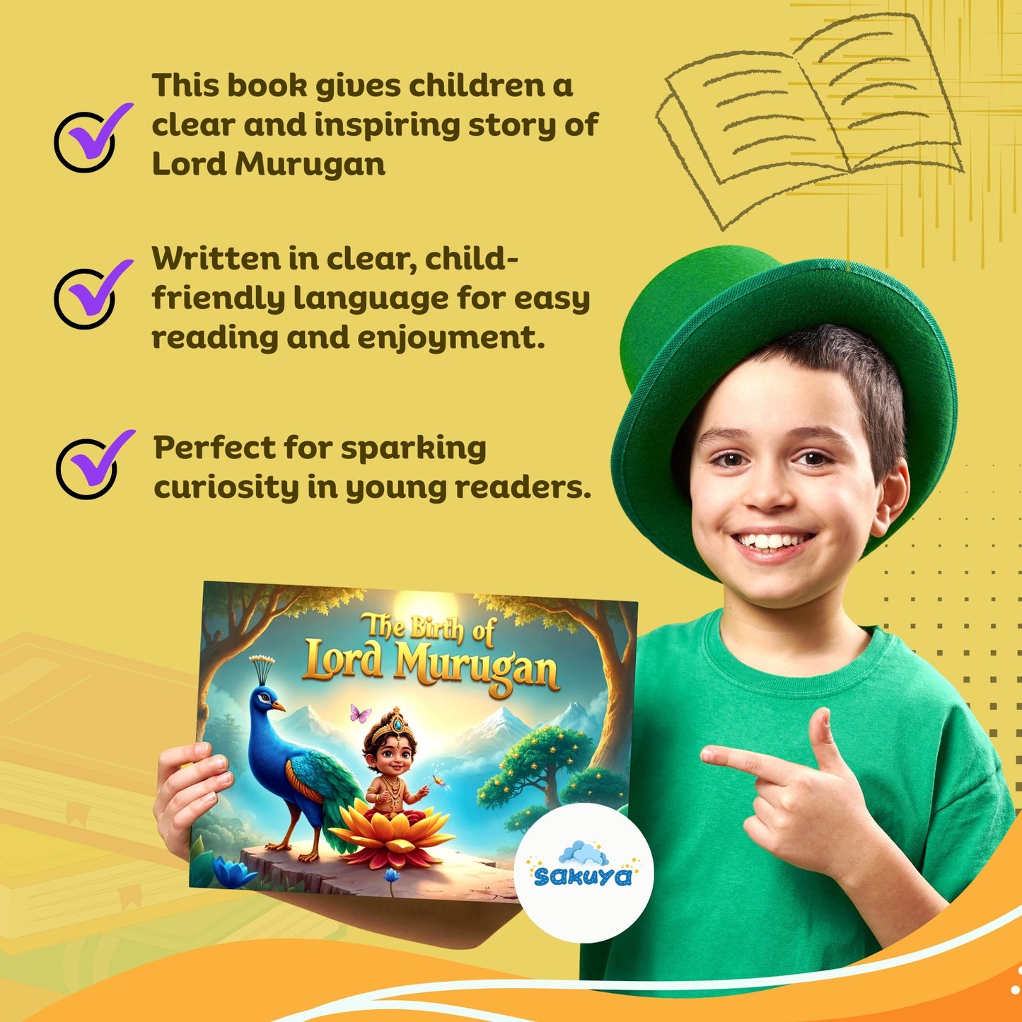 Sakuya Murugar Story Book - The Birth of Lord Murugan | Illustrated Mythological Story for Children | Engaging Spiritual Tales with Vibrant Artwork for Cultural Learning and Moral Values