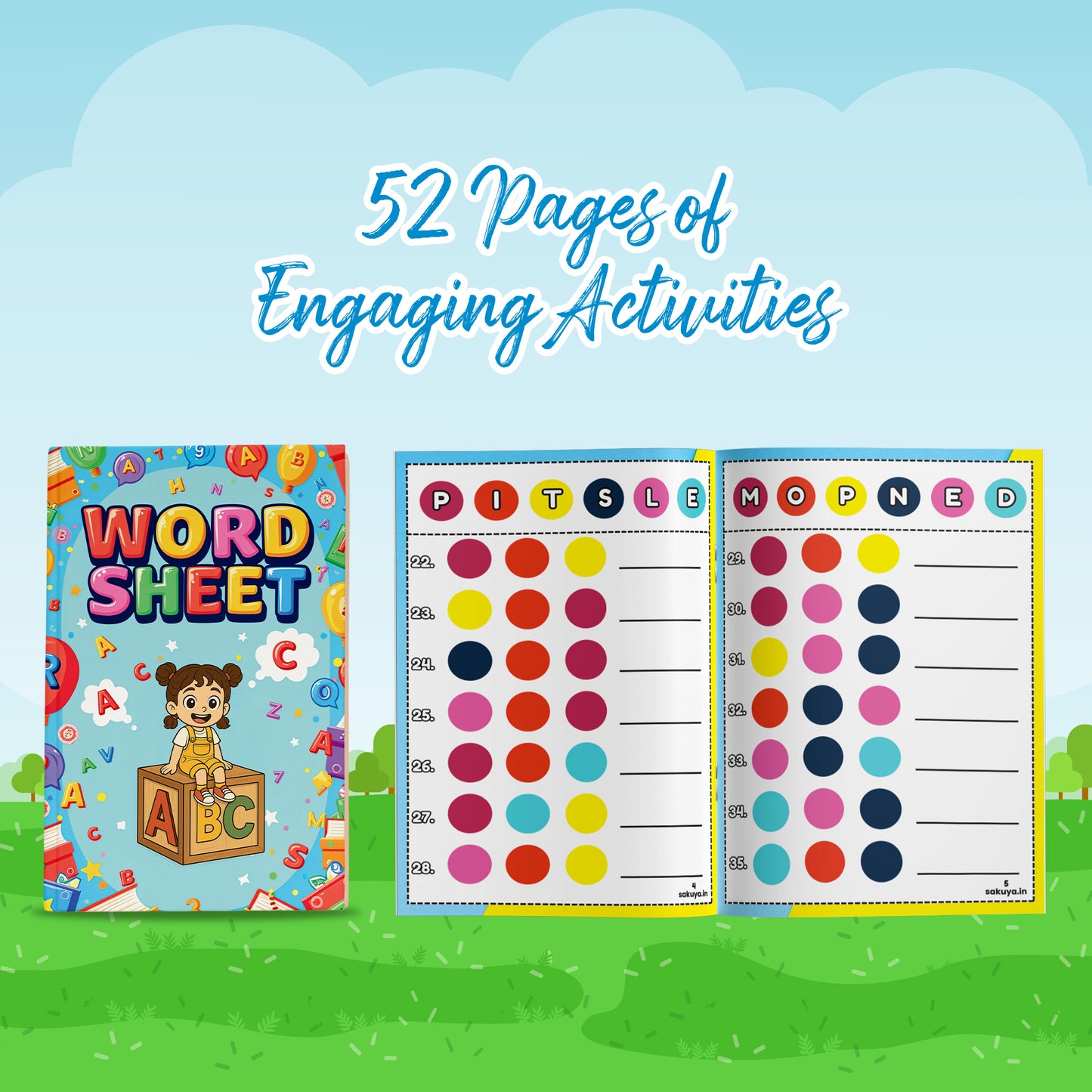 Word Sheet for Kids | Fun and Engaging Activity Book with Color-Coded Letter Prompts to Support Cognitive Development | Letter Recognition, Spelling Skills, and Early Development Book