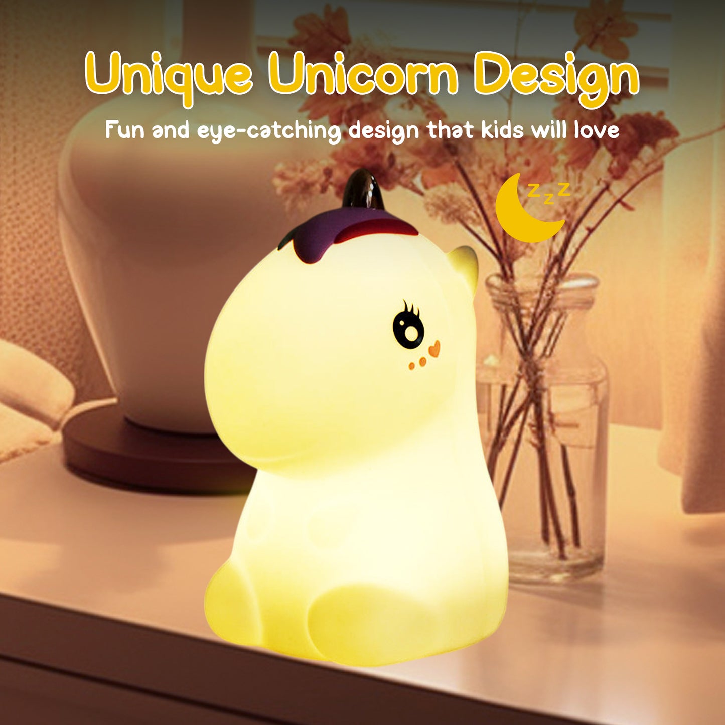 Sakuya Silicone Night Lamp for Kids: Unicorn Light, Rechargeable Animal Touch Control and Colour Changing LED Light. Cute Baby Unicorn Night Lamps, Changing colours for Girls Gifting