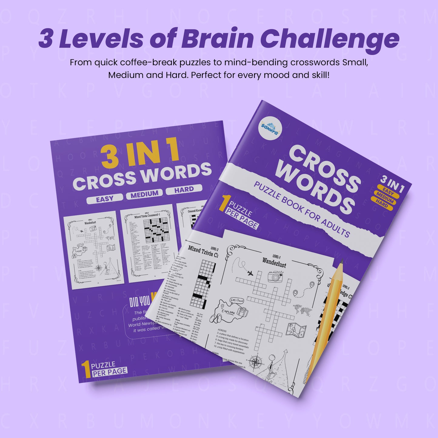 Sakuya Crossword Puzzle Books For Adults - Strengthens Brain| Word Search Books For Young Minds with answers