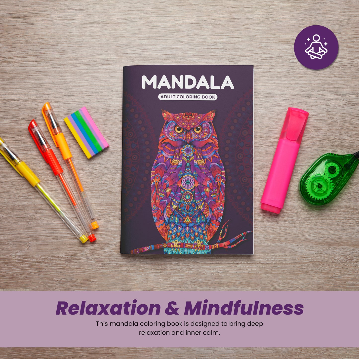 Sakuya Mandala Art Kit For Adults: Therapy Coloring Book For Stress Relief, Beginners To Advanced, With Daily Affirmations & Animal Designs, Art Therapy Books For Adult