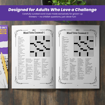 Sakuya Crossword Puzzle Books For Adults - Strengthens Brain| Word Search Books For Young Minds with answers