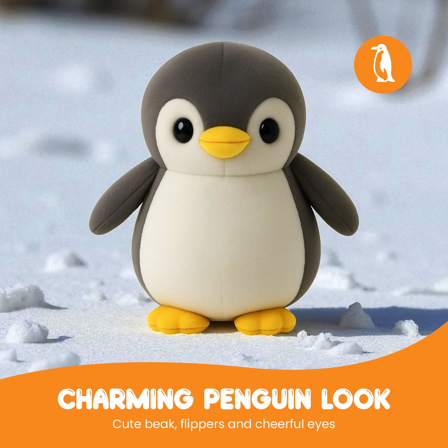 Sakuya Penguin Soft Toy Plush | Cute Stuffed Animal for Kids & Adults | Cuddly Birthday Gift, Nursery & Room Decor | Huggable Penguin Plushie for Boys & Girls Grey