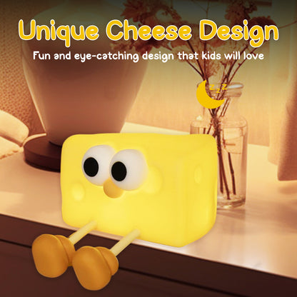 Cheese Silicone LED Night Lamp – Soft Squishy Table Lamp for Kids, Cute Cartoon Bedside Light, Rechargeable Touch Lamp for Bedroom & Gift