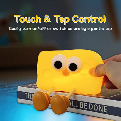 Cheese Silicone LED Night Lamp – Soft Squishy Table Lamp for Kids, Cute Cartoon Bedside Light, Rechargeable Touch Lamp for Bedroom & Gift