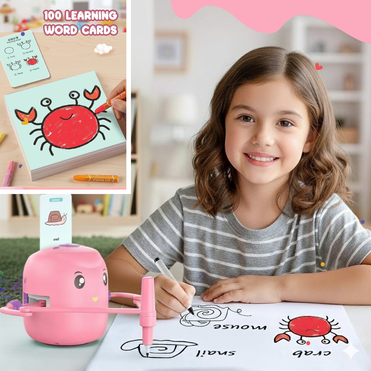 Sakuya Smart Robot for Boys | Interactive Electric Robot for Boys & Girls | Smartivity Toys Educational Gift | Kids Birthday Gift | Unique Toys for Kids |Creative Art Drawing for 6-12 Years | - Pink