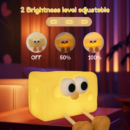 Cheese Silicone LED Night Lamp – Soft Squishy Table Lamp for Kids, Cute Cartoon Bedside Light, Rechargeable Touch Lamp for Bedroom & Gift