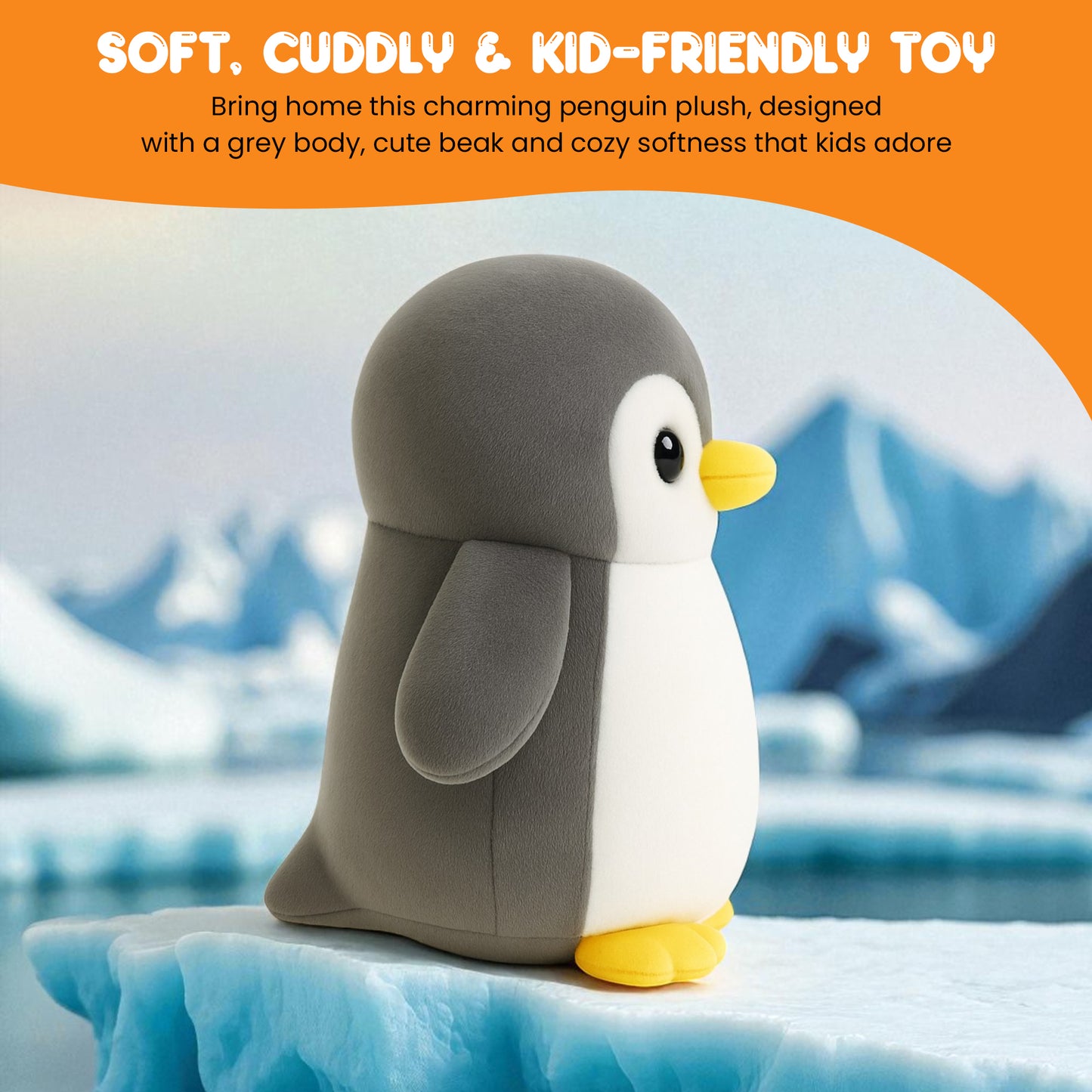 Sakuya Penguin Soft Toy Plush | Cute Stuffed Animal for Kids & Adults | Cuddly Birthday Gift, Nursery & Room Decor | Huggable Penguin Plushie for Boys & Girls Grey
