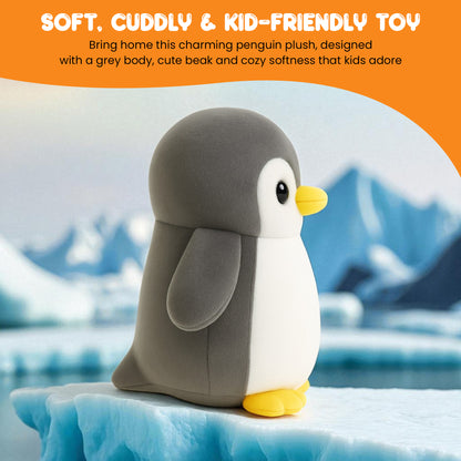 Sakuya Penguin Soft Toy Plush | Cute Stuffed Animal for Kids & Adults | Cuddly Birthday Gift, Nursery & Room Decor | Huggable Penguin Plushie for Boys & Girls Grey