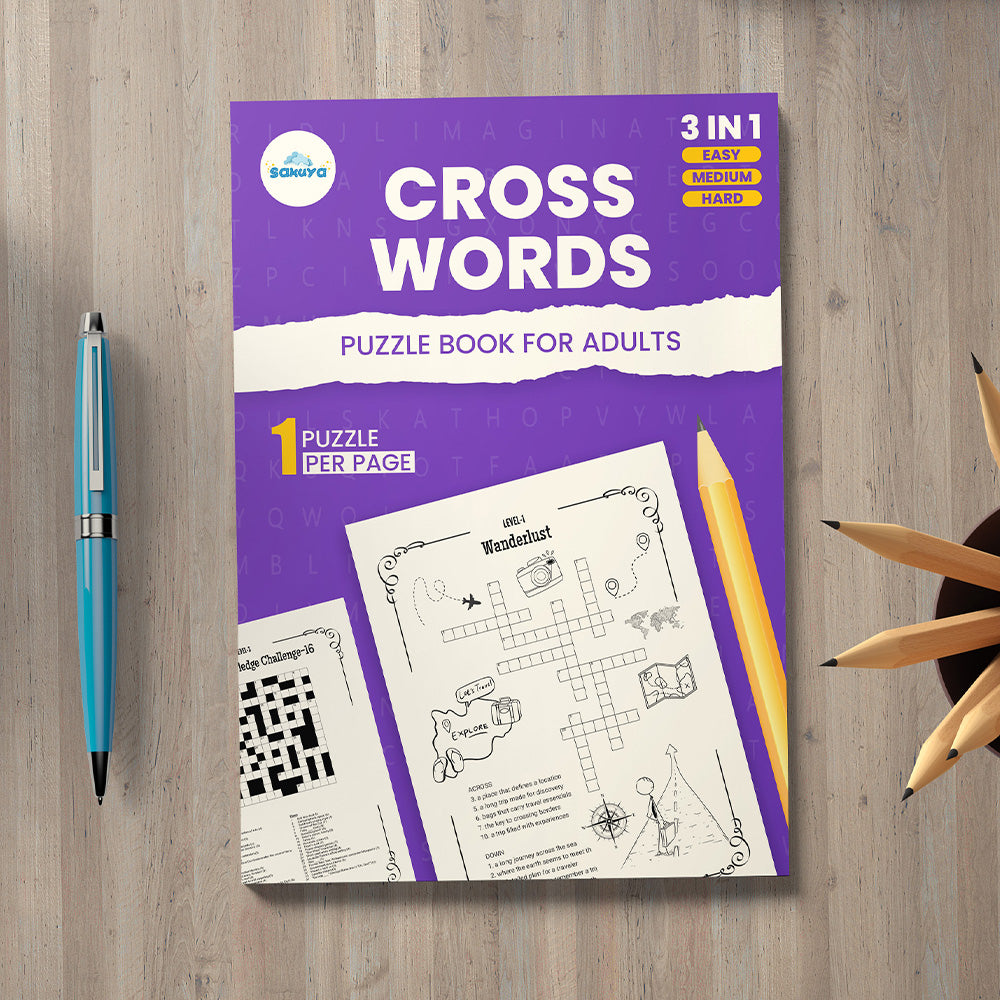 Sakuya Crossword Puzzle Books For Adults - Strengthens Brain| Word Search Books For Young Minds with answers