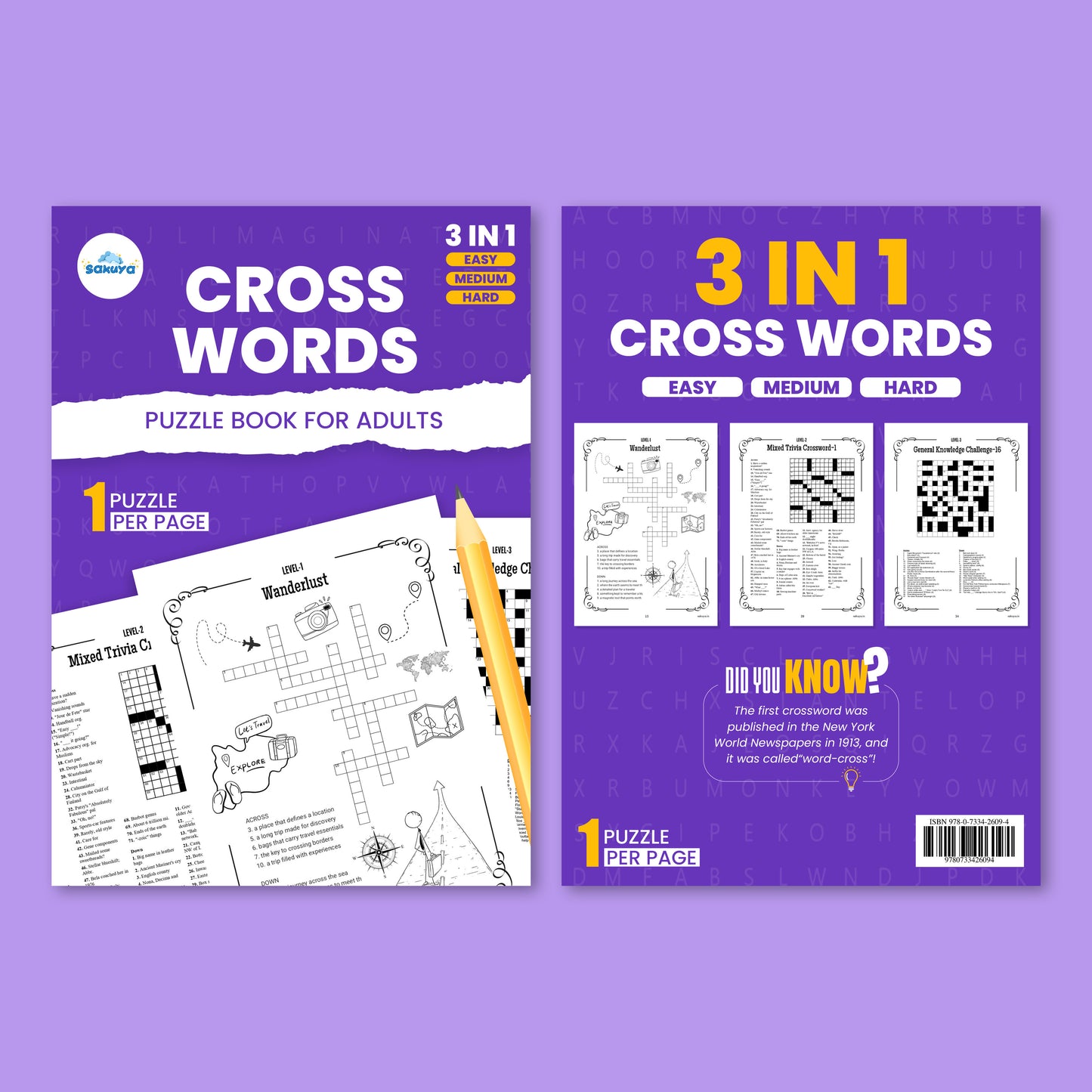 Sakuya Crossword Puzzle Books For Adults - Strengthens Brain| Word Search Books For Young Minds with answers