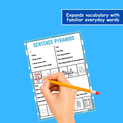Sakuya 209 Sentence Pyramid Book | Homeschool Printable | Preschool Download | Handwriting Practice | Kindergarten Phonics and Comprehension