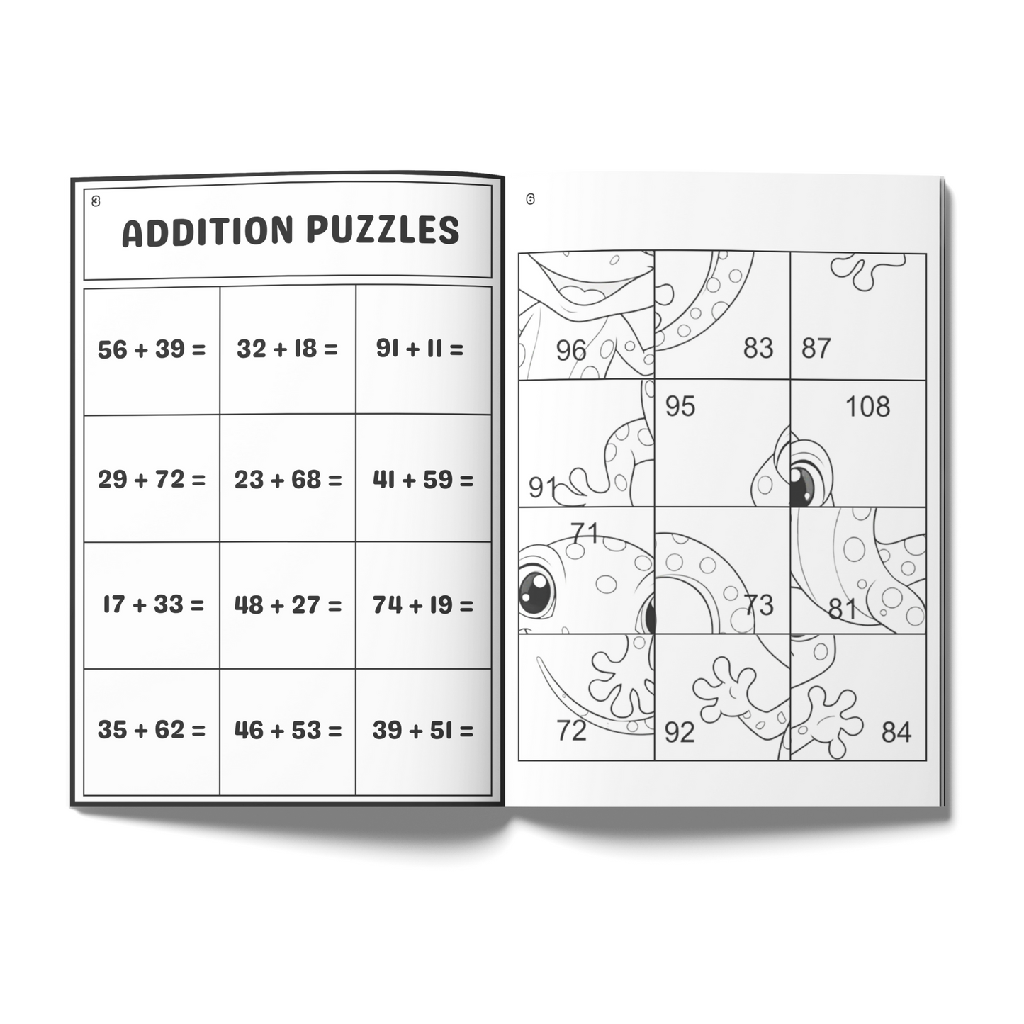 Sakuya Addition Puzzle Book for Kids Ages 6-8 | Fun Math Activity Workbook with Addition Games, Brain Teasers, and Number Puzzles for Early Learning and Practice