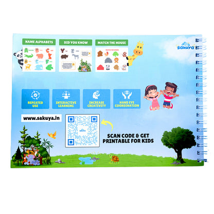 Sakuya Kids’ Animal Binder with 58 Velcro Attachments, Laminated Surface, Blund Edges for Safety, and Binder Ring Included
