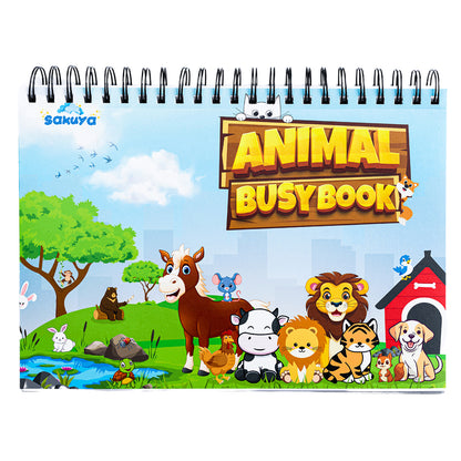 Sakuya Kids’ Animal Binder with 58 Velcro Attachments, Laminated Surface, Blund Edges for Safety, and Binder Ring Included