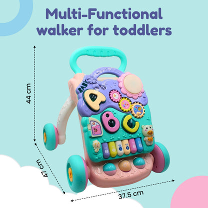 Sakuya Interactive 2-in-1 Baby Walker & Musical Activity Center | STEM Learning Toy with Detachable Piano, Lights & Gears | Early Development Push Walker for Toddlers