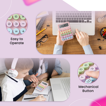 Sakuya Colorful Calculator | Large Display, Soft-Touch Buttons, Battery-Powered, Aesthetic Design, Perfect for Office, School, Students, and Professionals, Easy to Use