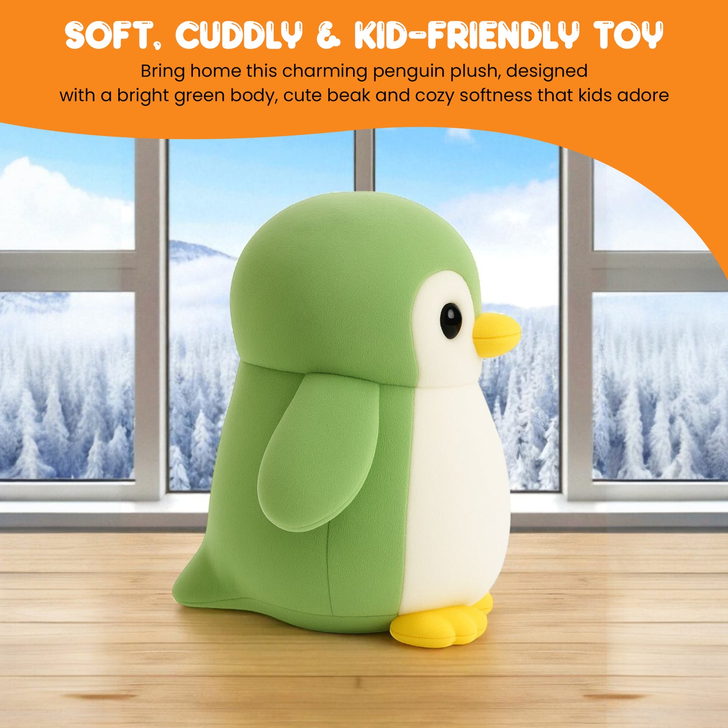 Sakuya Penguin Soft Toy Plush | Cute Stuffed Animal for Kids & Adults | Cuddly Birthday Gift, Nursery & Room Decor | Huggable Penguin Plushie for Boys & Girls Green
