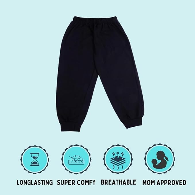 Sakuya Breathable Cotton Set of 2 Pant Set for Nightwear Sleepwear Casual Travel for Unisex Kids Boys Girls(3-4 Years) Black