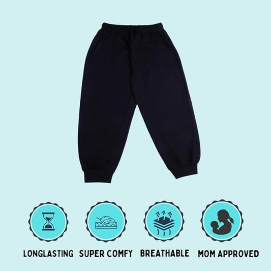 Sakuya Breathable Cotton Set of 2 Pant Set for Nightwear Sleepwear Casual Travel for Unisex Kids Boys Girls(5-6 Years) Black