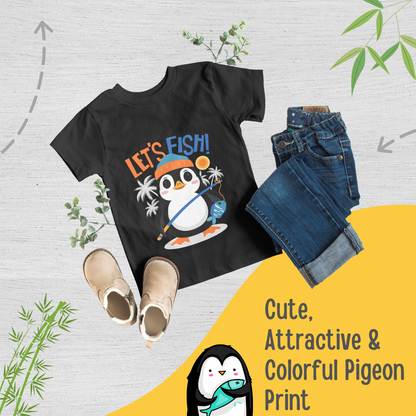 Sakuya Kids T-Shirt Regular Fit Unisex Cotton Dress with Attractive Penguin Print| Half Sleeves - Perfect for Boys & Girls-Black - Sakuya