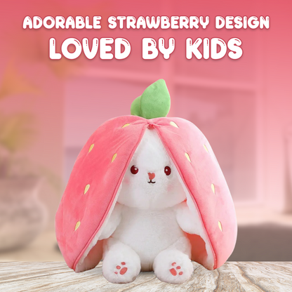 Reversible Strawberry - Carrot Bunny Soft Toy – Perfect Plush Toy for Girls, Cute Soft Toys for Baby Girl, Stuffed Rabbit Toy for Kids, Ideal Soft Toys for Newborn Baby and Gift for Girls