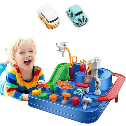 Sakuya Car Race Tracks for Boys Car Adventure Toys for 3+ Year Old Boys Girls, City Rescue Preschool Educational Toy Vehicle Puzzle Car Track Playsets for Toddlers (Car Race Track)