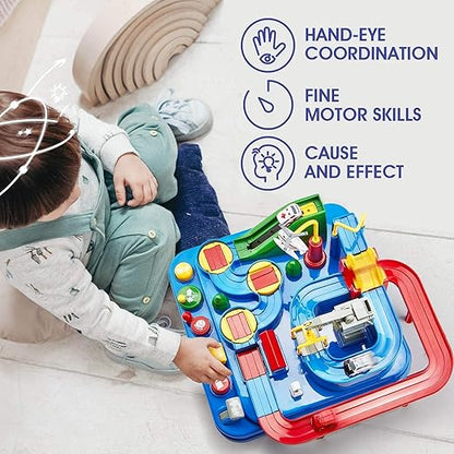 Sakuya Car Race Tracks for Boys Car Adventure Toys for 3+ Year Old Boys Girls, City Rescue Preschool Educational Toy Vehicle Puzzle Car Track Playsets for Toddlers (Car Race Track)