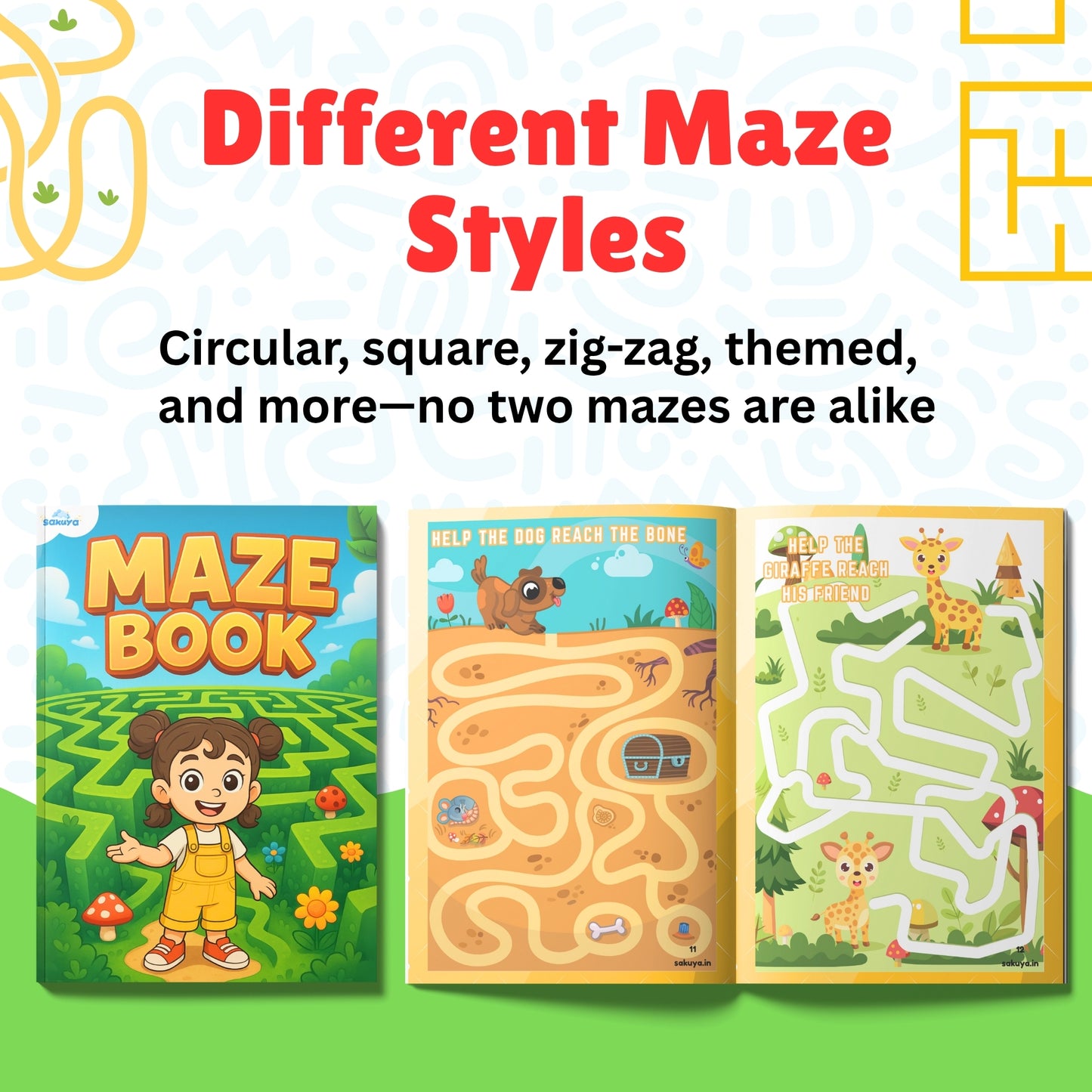 Sakuya Maze Activity Book for Kids – Fun and Challenging Mazes with Vibrant Colors, Engaging Puzzles, and Creative Brain-Boosting Challenges for Focus, Problem-Solving, and Motor Skills