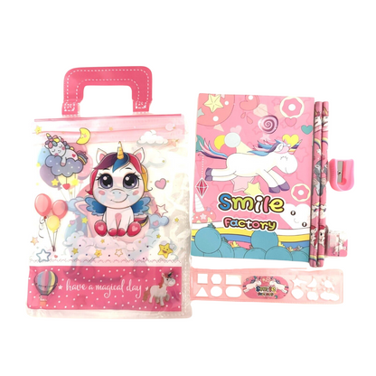 Cartoon Stationary Kit for Kids with Cartoon -Themed Pencils, Eraser, Sharpener, Notebook, Ruler, and More | Fun and Colorful Gift Set for School and Creative Play