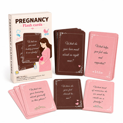 Sakuya Pregnancy Conversation Cards for Couples | 60 Pregnancy Flash Cards for Expecting Parents | Relationship Bonding Game for Moms and Dads | Baby Shower Gift for Mom to Be