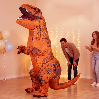 Sakuya Inflatable Dinosaur Costume for Adults | T-Rex Dino Cosplay Suit with USB Mini Fan | Blow-Up Mascot Costume for Halloween, Carnival, Parties & Events | Unisex, One Size