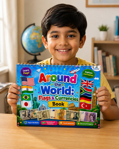 Sakuya Flags and Currencies Preschool Busy Book for Kids | Learn World Flags, Countries & International Money | Educational Geography Activity Book for Preschoolers & Kindergarten Children
